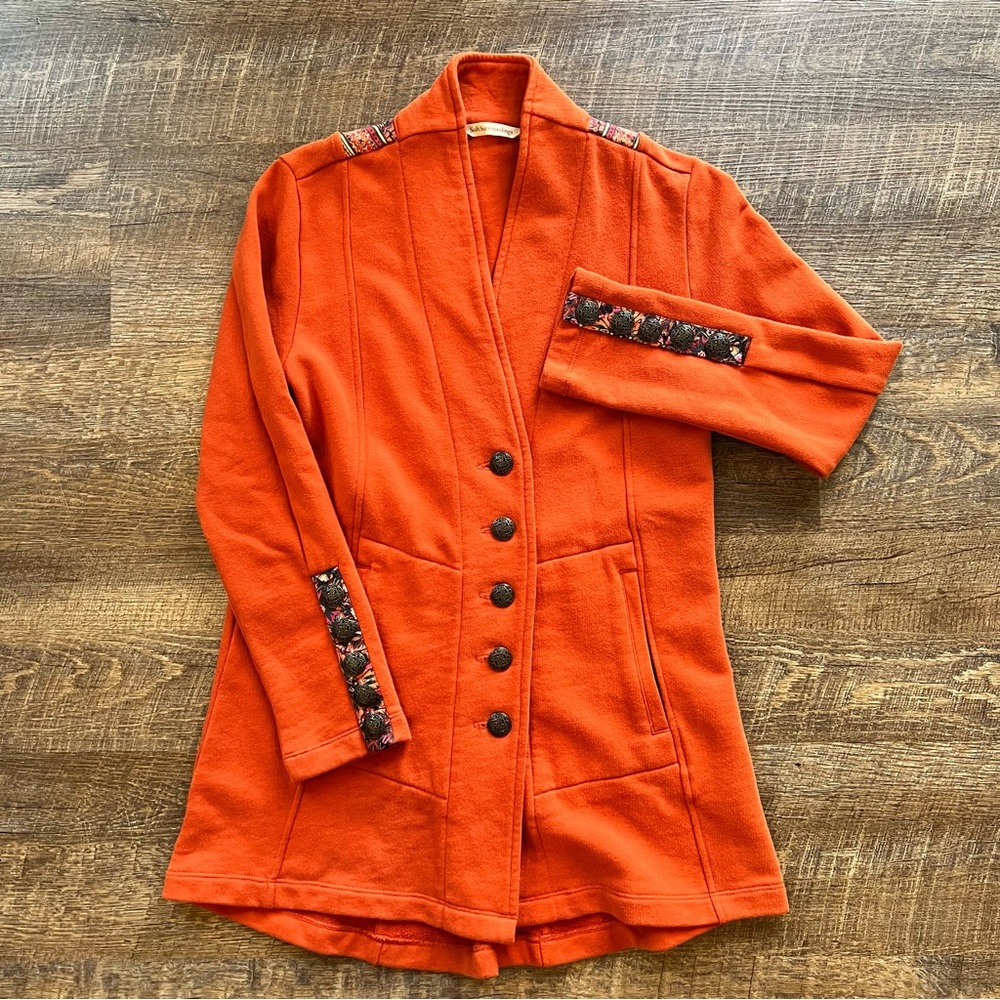 Soft Surroundings Nuance Orange Jacket with Tapestry Accent and Filigree Button - Picture 5 of 16